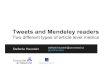 Tweets and Mendeley readers: Two different types of article level metrics