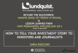 How to tell your investment story to investors and journalists - Sara Rusconi