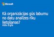 Kā organizācijas gūs labumu no datu analīzes rīku lietošanas? Aldis Ērglis. DPA Konference 2014