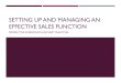 Establishing and Managing a sales organization
