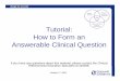 How to Form an Answerable Pico Question