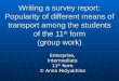 Writing a survey report popularity of transport