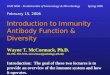 Introduction to Immunity Antibody Function & Diversity 2006 L1&2-overview & Ab
