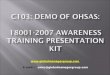OHSAS: 18001-2007 AWARENESS TRAINING PRESENTATION KIT