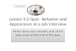 Quiz 9.2: Appearance & Behavior at an Interview