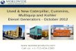 Used & New Caterpillar, Cummins, Multiquip and Kohler Diesel Generators - October 2012
