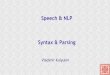 Speech & NLP: Syntax & Parsing