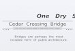 One Dry Spot : Cedar Crossing Covered Bridge
