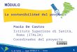 MÓDULO La sostenibilidad del proyecto Paola De Castro Istituto Superiore di Sanità, Roma (ITALIA) Coordinador del proyecto 1 P. De Castro - Curso NECOBELAC