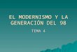 EL MODERNISMO Y LA GENERACIÓN DEL 98 TEMA 4. CONTEXTO HISTÓRICO La segunda mitad del siglo XIX en España se caracteriza por un enorme desorden político,