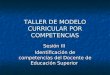 TALLER DE MODELO CURRICULAR POR COMPETENCIAS Sesión III Identificación de competencias del Docente de Educación Superior