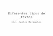 Diferentes tipos de textos Lic. Carlos Marenales