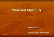 Lecture 3 maternal mortality