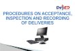 Procedures on Acceptance, Inspection and Recording of Deliveries