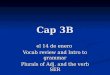 Cap 3B el 14 de enero Vocab review and Intro to grammar Plurals of Adj. and the verb SER
