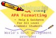 APA Formatting – Help & Guidance For All Level  Academic Students
