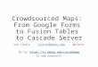 Crowdsourced Maps: From Google Forms to Fusion Tables to Cascade Server