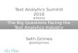 Welcome - Text Analytics Summit 2010