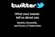 What Your Tweets Tell Us About You: Identity, Ownership, and Privacy in Twitter