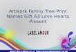 Artwork Family Tree Print Names Gift A3 Love Hearts Present