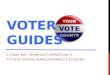 Scott Swafford, Voters guides