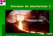 Ing. Luis Schiavino Ing. Luis Schiavino UNIDAD I: MANUFACTURA Procesos de manufactura I Procesos de manufactura I