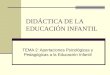 DIDÁCTICA DE LA EDUCACIÓN INFANTIL TEMA 2: Aportaciones Psicológicas y Pedagógicas a la Educación Infantil