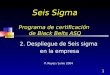 1 Seis Sigma Programa de certificación de Black Belts ASQ 2. Despliegue de Seis sigma en la empresa P. Reyes / Junio 2004