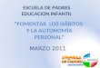 FOMENTAR LOS HÁBITOS Y LA AUTONOMÍA PERSONAL ESCUELA DE PADRES EDUCACION INFANTIL MARZO 2011