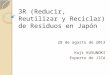 3R (Reducir, Reutilizar y Reciclar) de Residuos en Japón 28 de agosto de 2013 Koji KUSUNOKI Experto de JICA