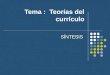 Tema : Teorías del currículo SÍNTESIS. 0.- Teorías del Curriculum Teoría Técnica Teoría Práctica Teoría Crítica