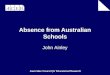 Absence from Australian Schools John Ainley. School attendance critically important not only for the individual who suffers educational disadvantage and