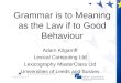 Grammar is to Meaning as the Law if to Good Behaviour Adam Kilgarriff Lexical Computing Ltd Lexicography MasterClass Ltd Universities of Leeds and Sussex