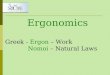 Ergonomics Greek - Ergon – Work Nomoi – Natural Laws