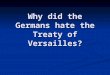 Why did the Germans hate the Treaty of Versailles?