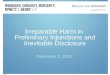 Irreparable Harm in Preliminary Injunctions and Inevitable Disclosure December 2, 2010 #720196