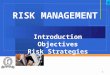 1 RISK MANAGEMENT Introduction Objectives Risk Strategies