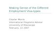 Making Sense of the Different Employment Visa-types Charter Morris International Programs Advisor University of Mississippi February, 22 2007