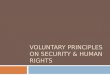 VOLUNTARY PRINCIPLES ON SECURITY & HUMAN RIGHTS. What are the Voluntary Principles? Tripartite, multi-stakeholder initiative Initiated in 2000 by UK Foreign