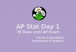 AP Stat Day 1 78 Days until AP Exam Course Expectations Introduction to Statistics