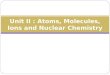 Unit II : Atoms, Molecules, Ions and Nuclear Chemistry