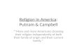 Religion in America: Putnam & Campbell More and more Americans choosing their religion independently of both their family of origin and their current family