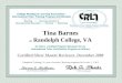 _____________ ITTPC Coordinator _____________ Tina Barnes at Randolph College, VA As CRLA –certified Program Reviewer for its International Tutor Certification