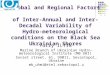 Global and Regional Factors of Inter-Annual and Inter-Decadal Variability of Hydro-meteorological conditions on the Black Sea Ukrainian Shores Yuriy ILYIN