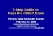 7-Step Guide to Pass the CISSP Exam Phoenix IEEE Computer Society February 11, 2003 Debbie Christofferson, CISSP, CISM Sapphire-Security Services DebbieChristofferson@earthliink.netDebbieChristofferson@earthliink.net