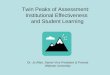 Twin Peaks of Assessment: Institutional Effectiveness and Student Learning Dr. Jo Allen, Senior Vice President & Provost Widener University
