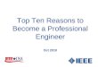 Top Ten Reasons to Become a Professional Engineer Oct 2010