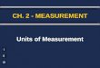 I II III Units of Measurement CH. 2 - MEASUREMENT