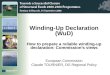 Click to edit Master title style 1 Winding-Up Declaration (WuD) How to prepare a reliable winding- up declaration: Commissions views European Commission