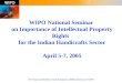 The Small and Medium-Sized Enterprises (SMEs) Division of WIPO WIPO National Seminar on Importance of Intellectual Property Rights for the Indian Handicrafts
